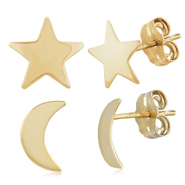 Carla Star & Moon Stud Earrings, Set James & Williams Jewelers Berwyn, IL