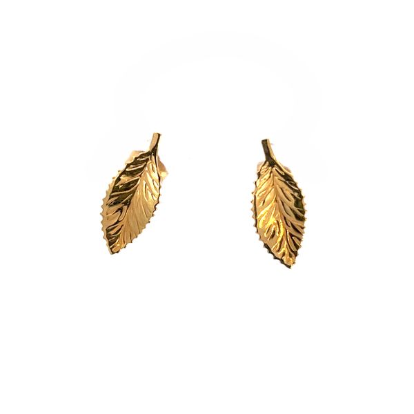 Carla Long Curved Leaf Stud Earrings Image 2 James & Williams Jewelers Berwyn, IL