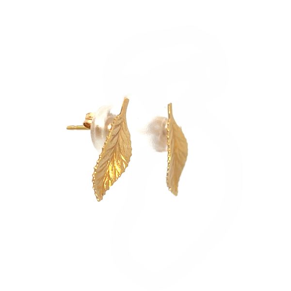 Carla Long Curved Leaf Stud Earrings Image 5 James & Williams Jewelers Berwyn, IL