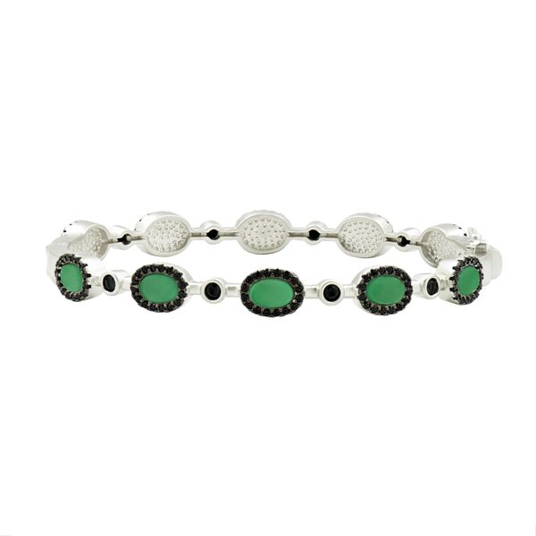 Freida Rothman Industrial Finish Green Agate Hinge Bangle Bracelet James & Williams Jewelers Berwyn, IL