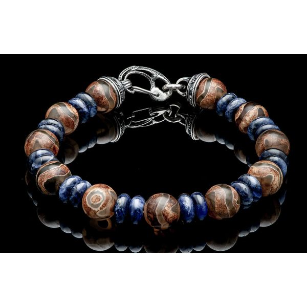 William Henry Enlightenment Agate & Blue Sodalite Bead Bracelet, Size Large James & Williams Jewelers Berwyn, IL