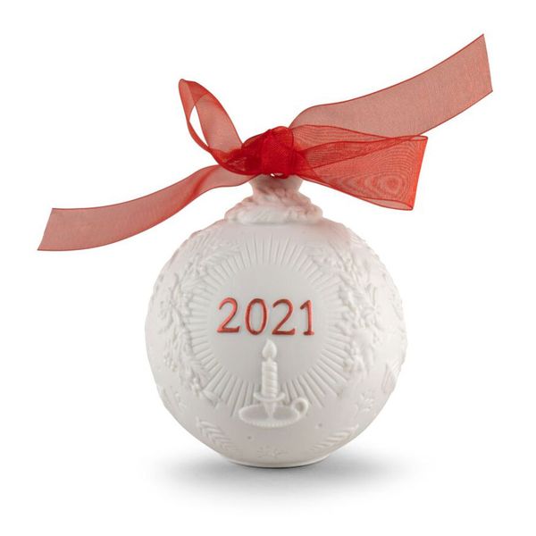 Lladro 2021 Christmas Ball Ornament, Red Re-Deco James & Williams Jewelers Berwyn, IL