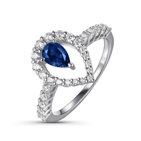 Luvente Sapphire Pear-shaped Halo Ring James & Williams Jewelers Berwyn, IL