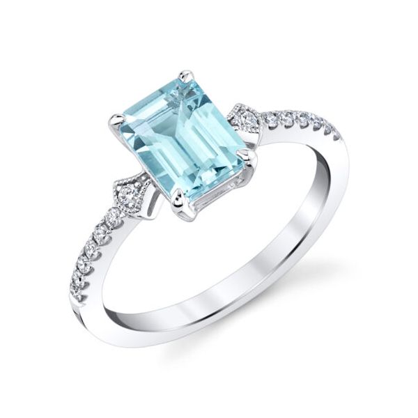 James & Williams Aqua & Diamond Ring