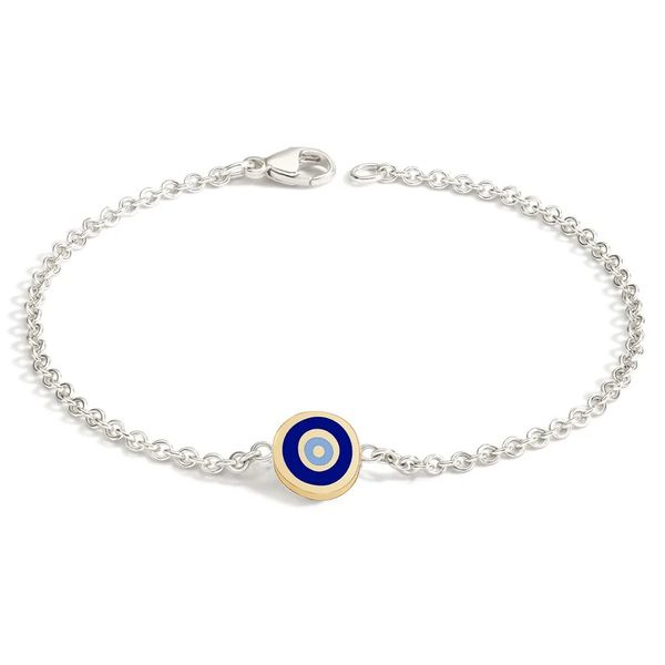 Heather B. Moore Silver and Gold Enamel Evil Eye Bracelet