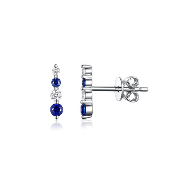 Luvente Diamond and Sapphire Bar Earrings James & Williams Jewelers Berwyn, IL