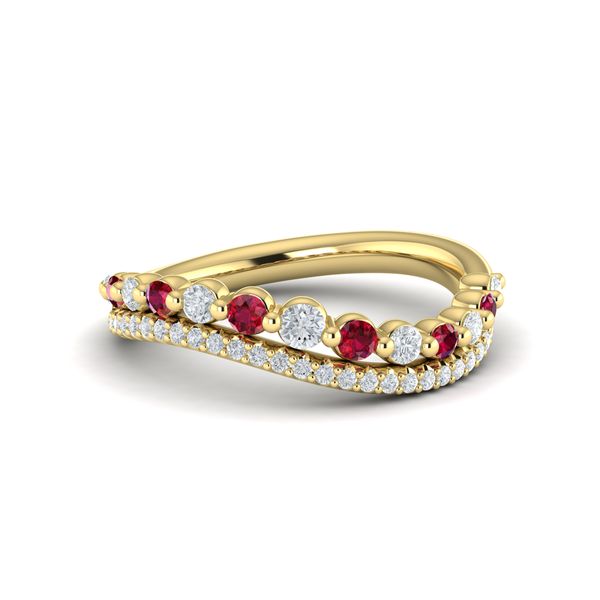 Vlora Diamond & Ruby Two Row Curved Ring , Adella Collection