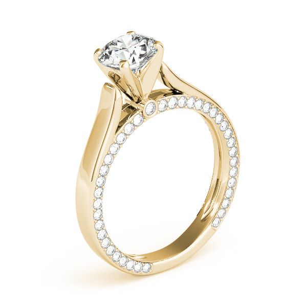 SOLITAIRE ROUND BRILLIANT CUT DIAMOND ACCENTED ENGAGEMENT RING Lewis Jewelers, Inc. Ansonia, CT