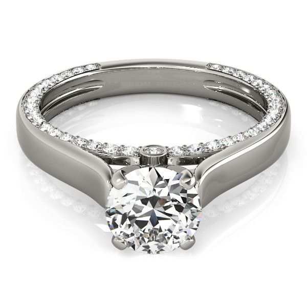SOLITAIRE ROUND BRILLIANT CUT DIAMOND ACCENTED ENGAGEMENT RING Image 2 Lewis Jewelers, Inc. Ansonia, CT
