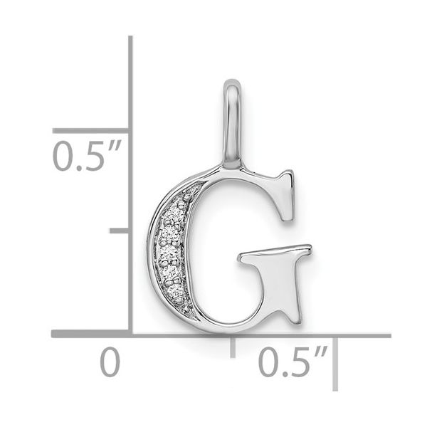 14K White Gold Diamond Letter G Initial Pendant Image 4 L.I. Goldmine Smithtown, NY