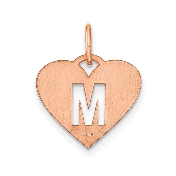 14k Rose Gold Initial Letter M Heart Initial Charm Image 3 L.I. Goldmine Smithtown, NY