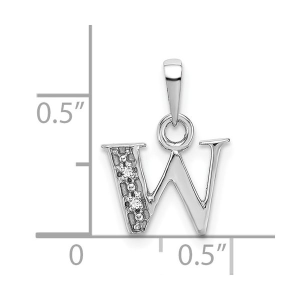 14KW Rhodium-plated Diamond Letter W Initial Pendant Image 3 L.I. Goldmine Smithtown, NY