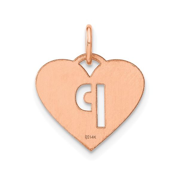 14k Rose Gold Initial Letter P Heart Initial Charm Image 3 L.I. Goldmine Smithtown, NY