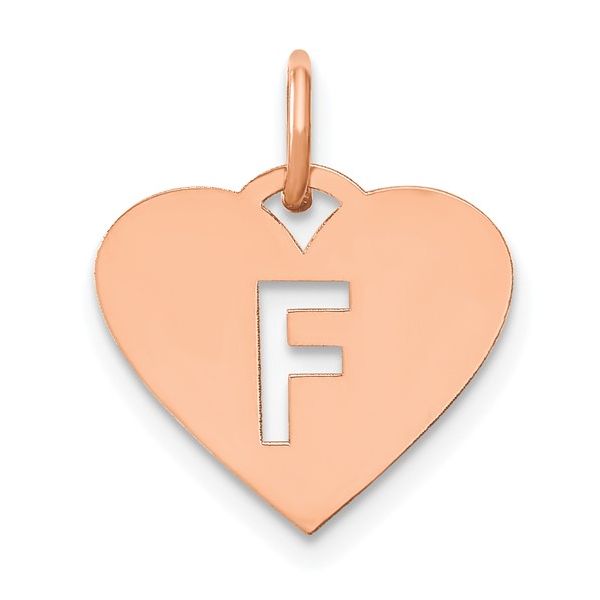 14k Rose Gold Initial Letter F Heart Initial Charm L.I. Goldmine Smithtown, NY