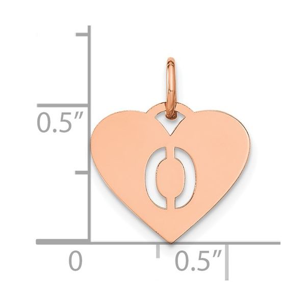 14k Rose Gold Initial Letter O Heart Initial Charm Image 4 L.I. Goldmine Smithtown, NY