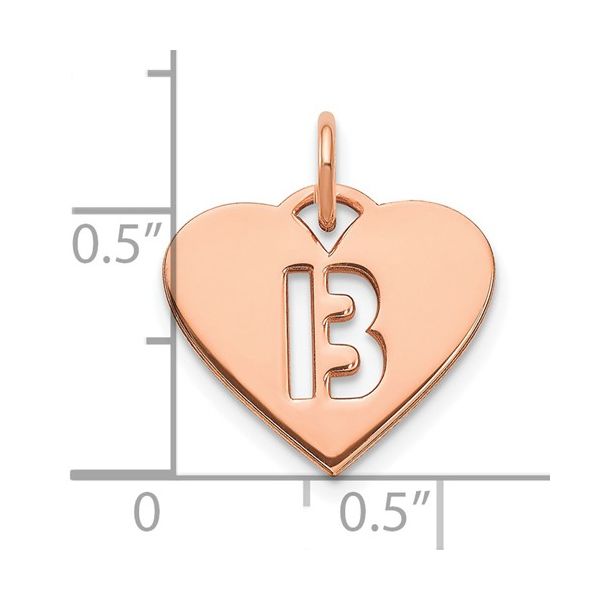 14k Rose Gold Initial Letter B Heart Initial Charm Image 4 L.I. Goldmine Smithtown, NY