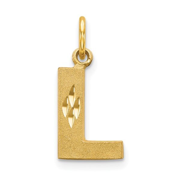 14KY Satin Diamond-cut Letter L Initial Charm L.I. Goldmine Smithtown, NY