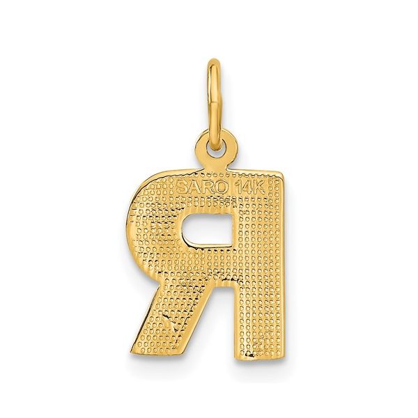 14KY Satin Diamond-cut Letter R Initial Charm Image 3 L.I. Goldmine Smithtown, NY