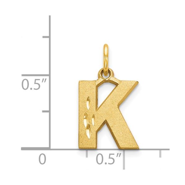 14KY Satin Diamond-cut Letter K Initial Charm Image 4 L.I. Goldmine Smithtown, NY