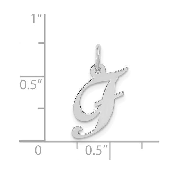 14k White Gold Small Fancy Script Letter F Initial Charm Image 4 L.I. Goldmine Smithtown, NY