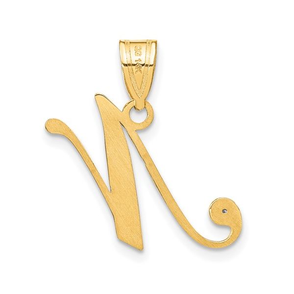 14KY Script Letter N Initial Pendant with Diamond Image 3 L.I. Goldmine Smithtown, NY