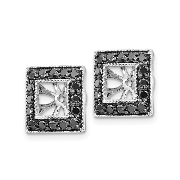 14k White Gold Black Diamond Square Jacket Earrings Image 2 L.I. Goldmine Smithtown, NY