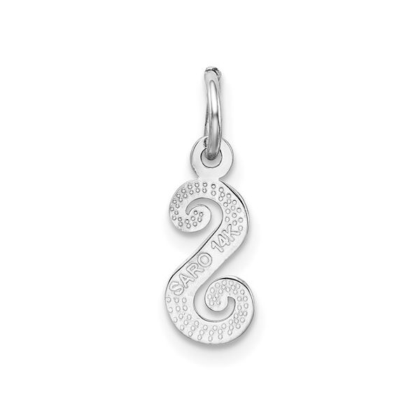 14KW White Gold Casted Script Letter S Initial Charm Image 3 L.I. Goldmine Smithtown, NY