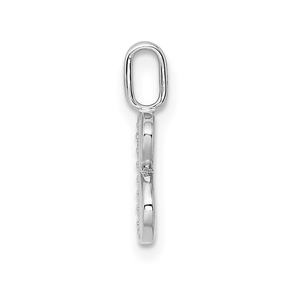 14K White Gold Diamond Letter B Initial Pendant