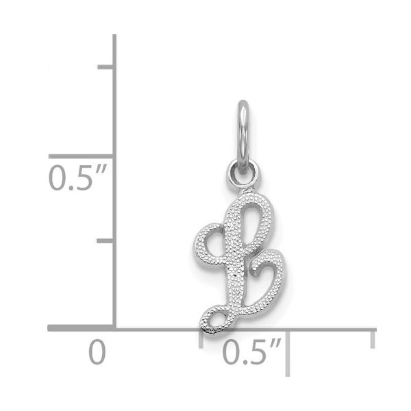 14KW White Gold Casted Script Letter L Initial Charm Image 4 L.I. Goldmine Smithtown, NY