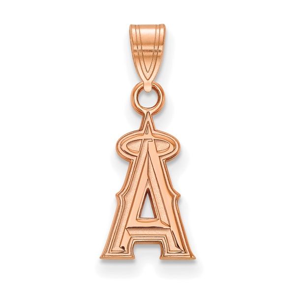 14k Rose Gold MLB LogoArt Los Angeles Angels Letter A with Halo Small Penda L.I. Goldmine Smithtown, NY