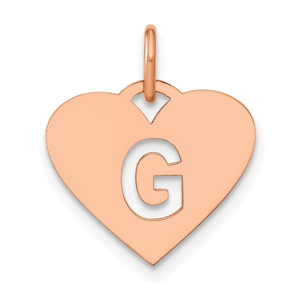 14k Rose Gold Initial Letter G Heart Initial Charm L.I. Goldmine Smithtown, NY