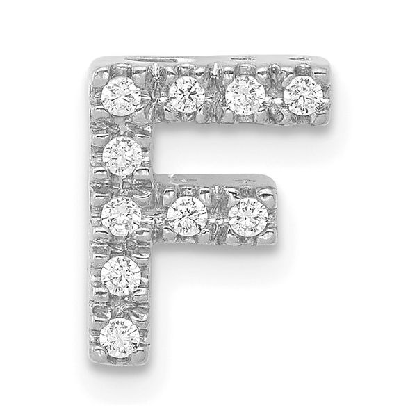14K White Gold Diamond Letter F Initial Charm L.I. Goldmine Smithtown, NY
