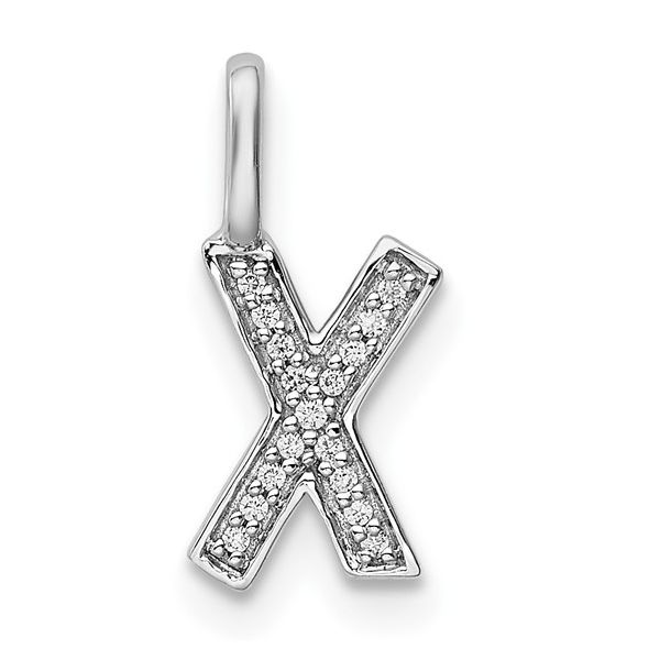 14K White Gold Diamond Letter X Initial Pendant L.I. Goldmine Smithtown, NY
