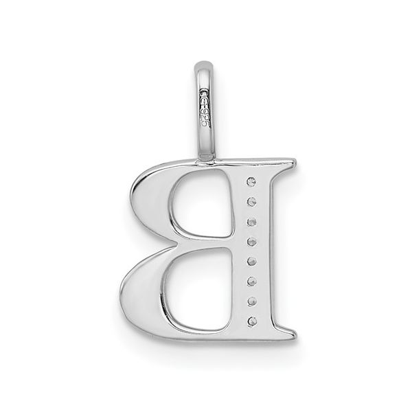 14K White Gold Diamond Letter B Initial Pendant