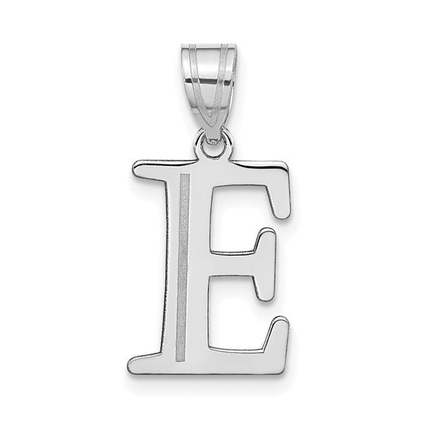 14kw Polished Etched Letter E Initial Pendant L.I. Goldmine Smithtown, NY