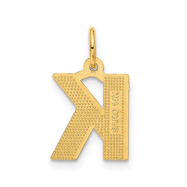 14KY Satin Diamond-cut Letter K Initial Charm Image 3 L.I. Goldmine Smithtown, NY