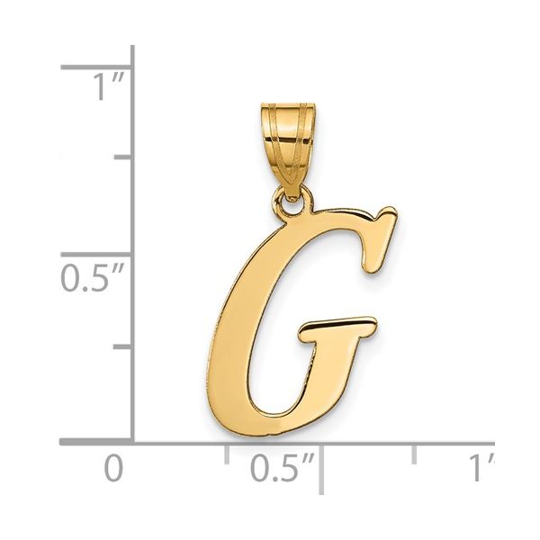 14k Polished Letter G Initial Pendant Image 4 L.I. Goldmine Smithtown, NY