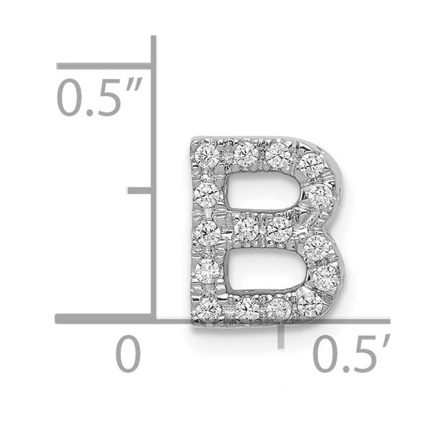 14K White Gold Diamond Letter B Initial Charm