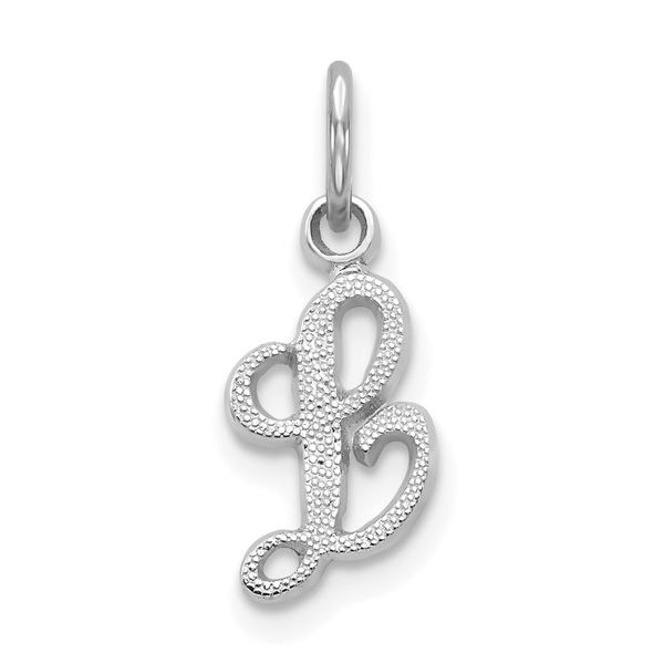 14KW White Gold Casted Script Letter L Initial Charm L.I. Goldmine Smithtown, NY
