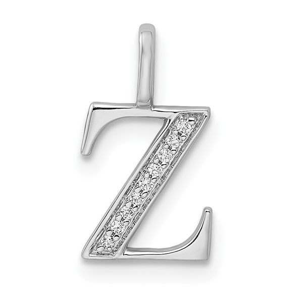 14K White Gold Diamond Letter Z Initial Pendant L.I. Goldmine Smithtown, NY