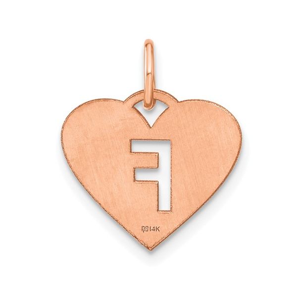 14k Rose Gold Initial Letter F Heart Initial Charm Image 3 L.I. Goldmine Smithtown, NY