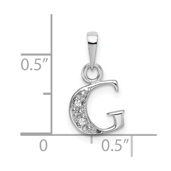 14KW Rhodium-plated Diamond Letter G Initial Pendant Image 3 L.I. Goldmine Smithtown, NY