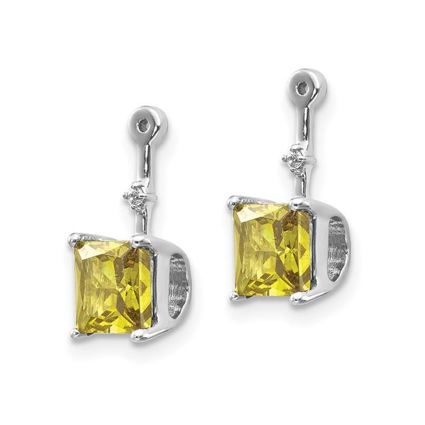 14k White Gold Diamond and Square Peridot Earring Jackets Image 4 L.I. Goldmine Smithtown, NY