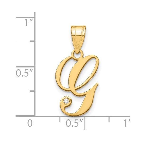 14KY Script Letter G Initial Pendant with Diamond Image 4 L.I. Goldmine Smithtown, NY