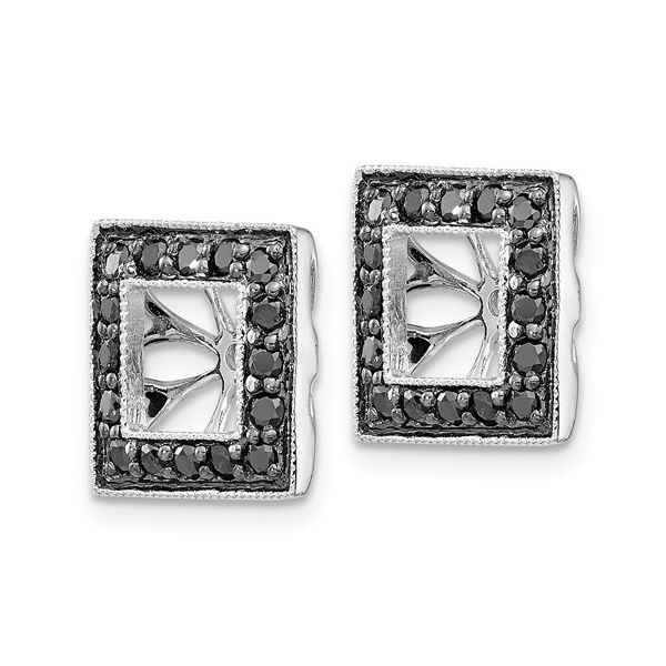 14k White Gold Black Diamond Square Jacket Earrings Image 2 L.I. Goldmine Smithtown, NY