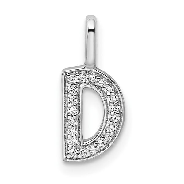 14K White Gold Diamond Letter D Initial Pendant L.I. Goldmine Smithtown, NY