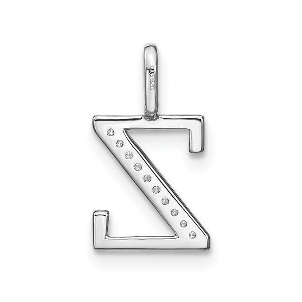14K White Gold Diamond Lower Case Letter Z Initial Pendant Image 3 L.I. Goldmine Smithtown, NY