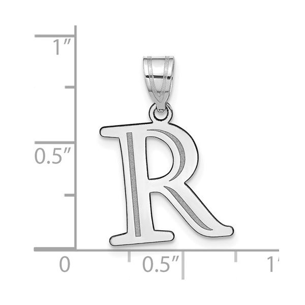 14kw Polished Etched Letter R Initial Pendant Image 4 L.I. Goldmine Smithtown, NY