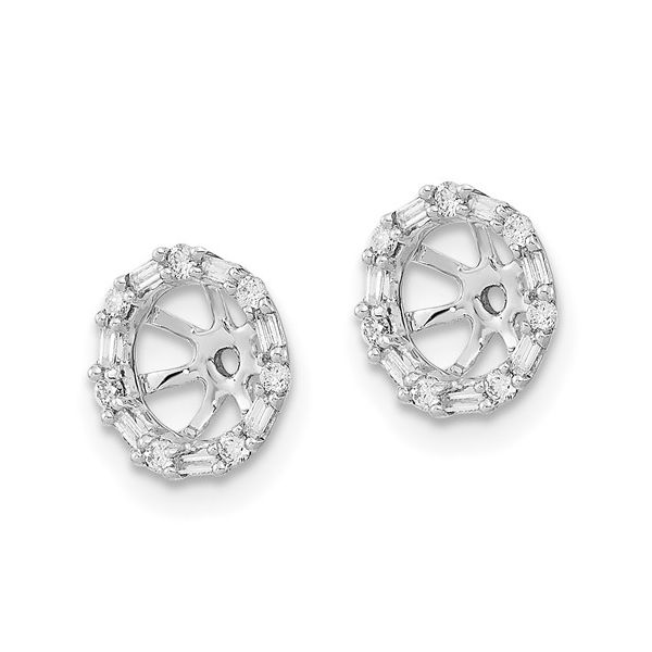 14k White Gold Diamond Earring Jackets Image 2 L.I. Goldmine Smithtown, NY