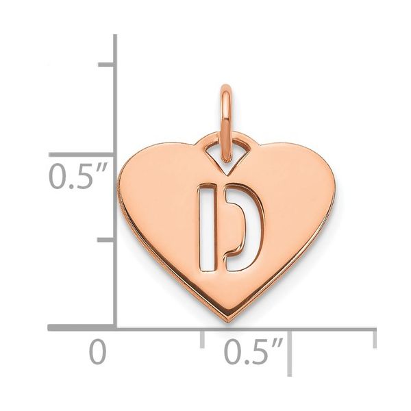 14k Rose Gold Initial Letter D Heart Initial Charm Image 4 L.I. Goldmine Smithtown, NY
